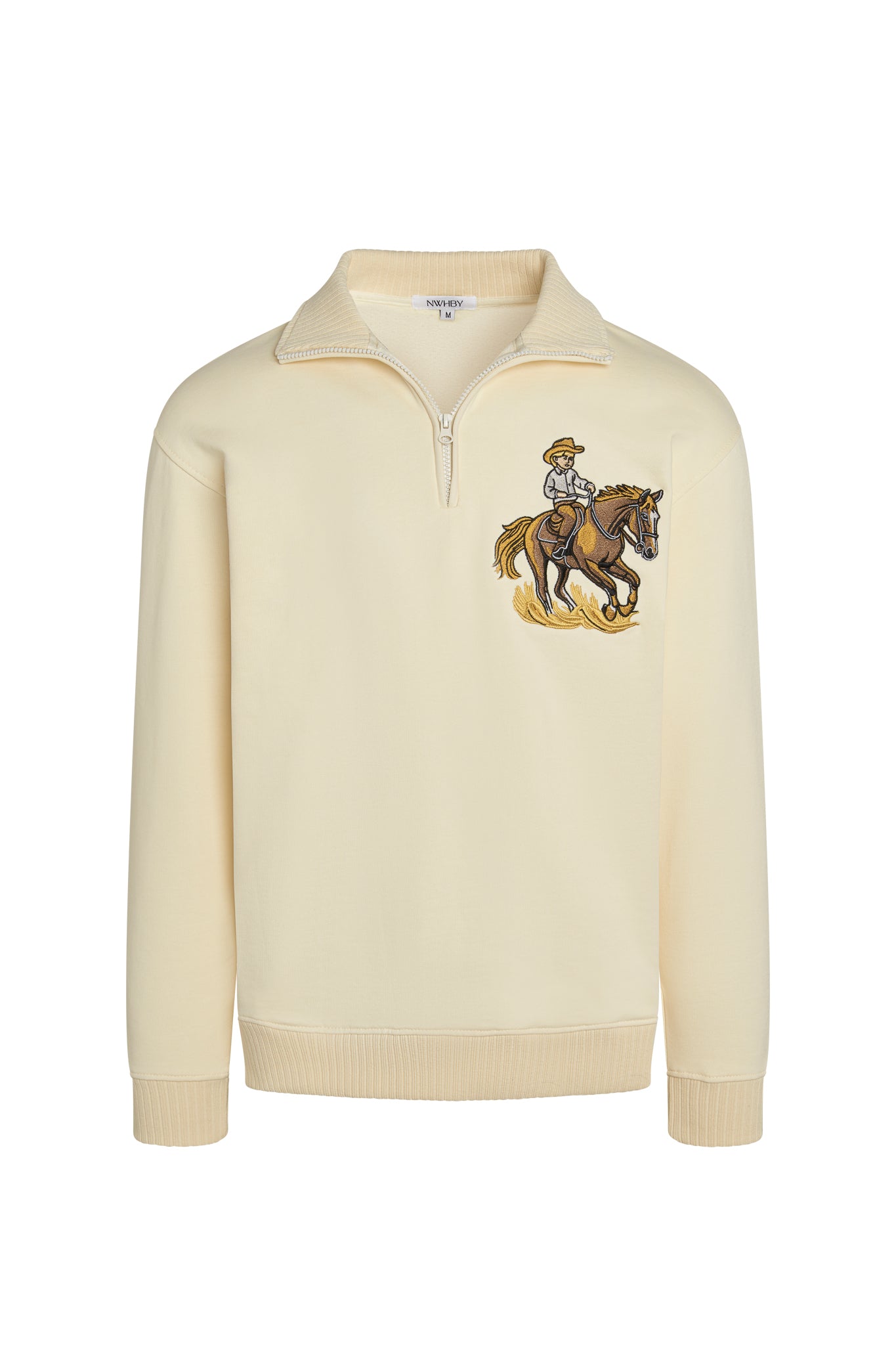 Horse Embroidery Quarter Zip Sweatshirt